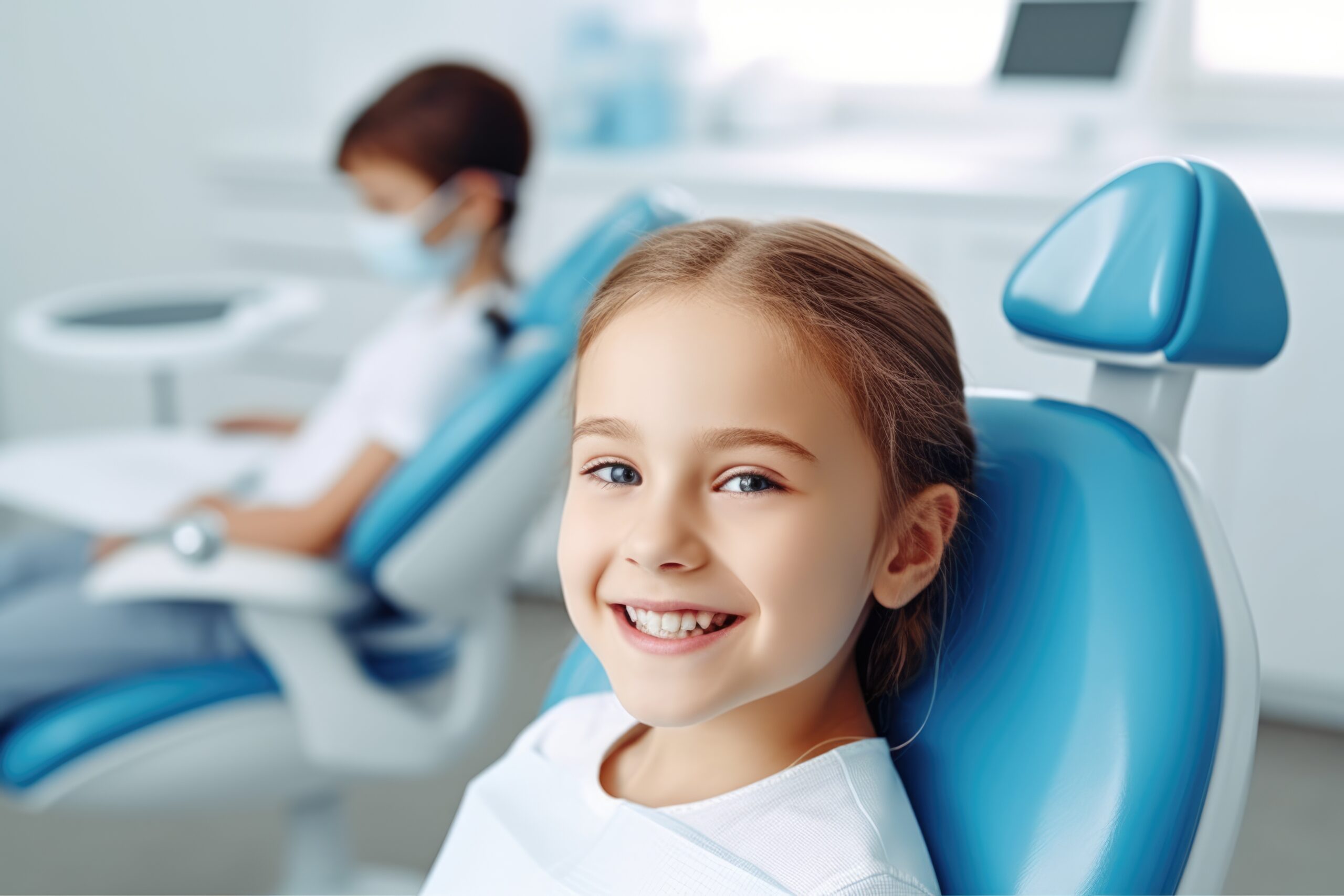 little girl at a Children's dentistry for healthy teeth and beautiful smile.